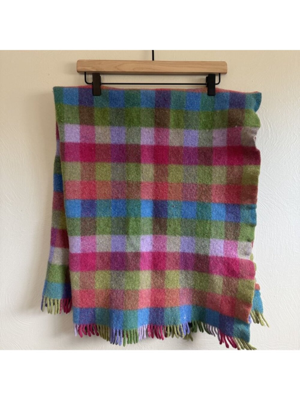 Avoca Ireland Pure New Wool Plaid Throw Blanket Shrunken Felted Crafting Textile - Picture 2 of 4